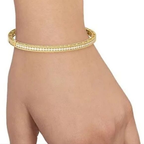 Authentic New Roberto Coin Diamond Symphony Princess Bangle In 18kt Yellow Gold - Picture 7 of 14